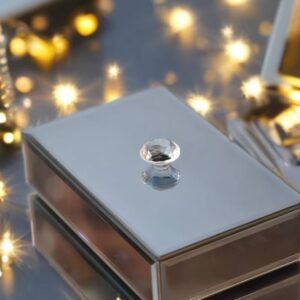 Pretty Chique Rectangle Crystal Top Mirror Box Grey Multipurpose Storage Box/ Pretty Box/ Gift Box/ Watch and Accessory Storage Box Small